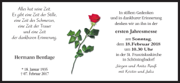 Traueranzeige von Hermann Bentlage von Neue Osnabrücker Zeitung GmbH & Co. KG