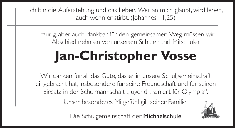  Traueranzeige für Jan-Christopher Vosse vom 15.02.2018 aus Neue Osnabrücker Zeitung GmbH & Co. KG