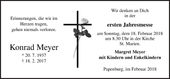 Traueranzeige von Konrad Meyer von Neue Osnabrücker Zeitung GmbH & Co. KG