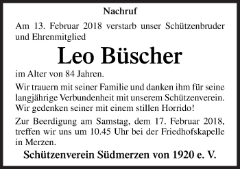 Traueranzeige von Leo Büscher von Neue Osnabrücker Zeitung GmbH & Co. KG