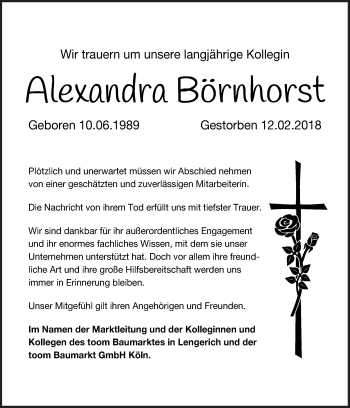 Traueranzeige von Alexandra Börnhorst von Neue Osnabrücker Zeitung GmbH & Co. KG