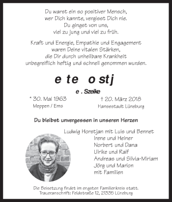 Traueranzeige von Beate Horstjan von Neue Osnabrücker Zeitung GmbH & Co. KG