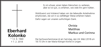 Traueranzeige von Eberhard Kolonko von Neue Osnabrücker Zeitung GmbH & Co. KG