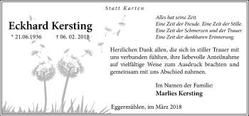 Traueranzeige von Eckhard Kersting von Neue Osnabrücker Zeitung GmbH & Co. KG