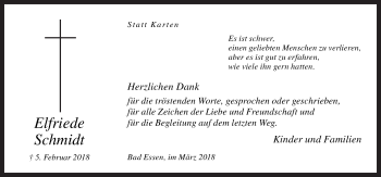 Traueranzeige von Elfriede Schmidt von Neue Osnabrücker Zeitung GmbH & Co. KG