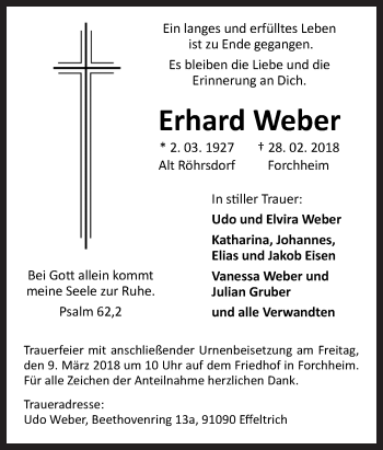 Traueranzeige von Erhard Weber von Neue Osnabrücker Zeitung GmbH & Co. KG