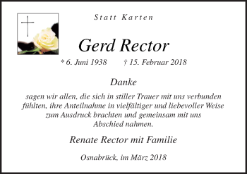 Traueranzeige von Gerd Rector von Neue Osnabrücker Zeitung GmbH & Co. KG