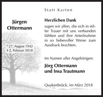 Traueranzeige von Jürgen Ottermann von Neue Osnabrücker Zeitung GmbH & Co. KG