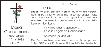 Traueranzeige von Maria Connemann von Neue Osnabrücker Zeitung GmbH & Co. KG