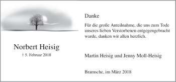 Traueranzeige von Norbert Heisig von Neue Osnabrücker Zeitung GmbH & Co. KG