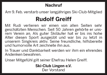 Traueranzeige von Rudolf Greiff von Neue Osnabrücker Zeitung GmbH & Co. KG