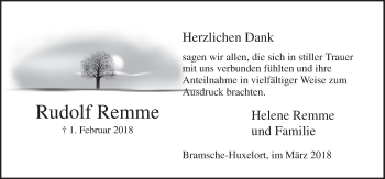 Traueranzeige von Rudolf Remme von Neue Osnabrücker Zeitung GmbH & Co. KG