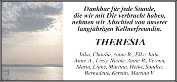 Traueranzeige von Theresia  von Neue Osnabrücker Zeitung GmbH & Co. KG