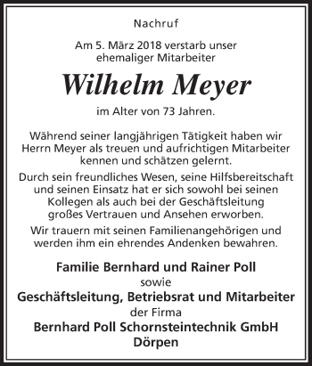 Traueranzeige von Wilhelm Meyer von Neue Osnabrücker Zeitung GmbH & Co. KG
