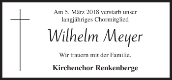 Traueranzeige von Wilhelm Meyer von Neue Osnabrücker Zeitung GmbH & Co. KG