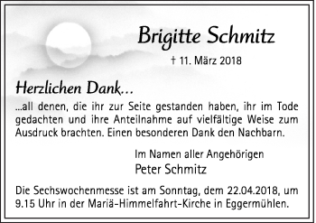 Traueranzeige von Brigitte Schmitz von Neue Osnabrücker Zeitung GmbH & Co. KG