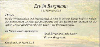 Traueranzeige von Erwin Bergmann von Neue Osnabrücker Zeitung GmbH & Co. KG