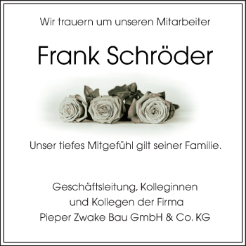 Traueranzeige von Frank Schröder von Neue Osnabrücker Zeitung GmbH & Co. KG