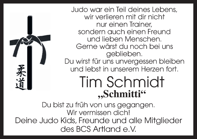  Traueranzeige für Tim Schmidt vom 18.04.2018 aus Neue Osnabrücker Zeitung GmbH & Co. KG