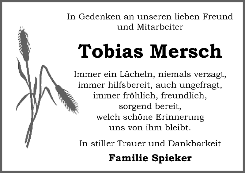  Traueranzeige für Tobias Mersch vom 11.04.2018 aus Neue Osnabrücker Zeitung GmbH & Co. KG
