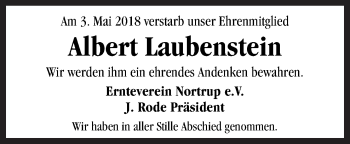 Traueranzeige von Albert Laubenstein von Neue Osnabrücker Zeitung GmbH & Co. KG