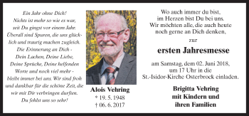 Traueranzeige von Alois Vehring von Neue Osnabrücker Zeitung GmbH & Co. KG