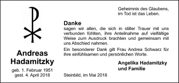 Traueranzeige von Andreas Hadamitzky von Neue Osnabrücker Zeitung GmbH & Co. KG