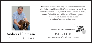 Traueranzeige von Andreas Huhmann von Neue Osnabrücker Zeitung GmbH & Co. KG