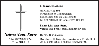 Traueranzeige von Helena  Knese von Neue Osnabrücker Zeitung GmbH & Co. KG