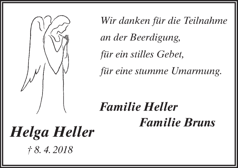  Traueranzeige für Helga Heller vom 19.05.2018 aus Neue Osnabrücker Zeitung GmbH & Co. KG