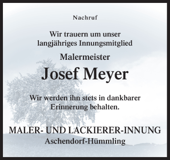 Traueranzeige von Josef Meyer von Neue Osnabrücker Zeitung GmbH & Co. KG