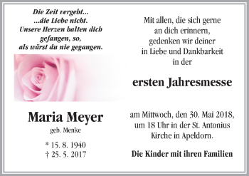 Traueranzeige von Maria Meyer von Neue Osnabrücker Zeitung GmbH & Co. KG