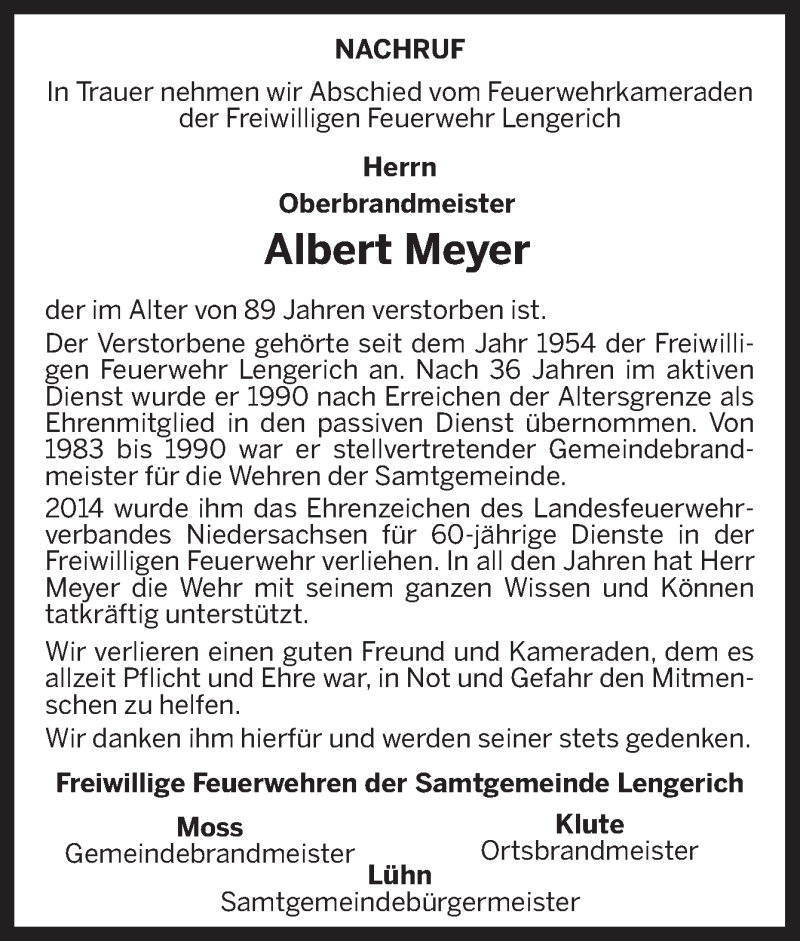  Traueranzeige für Albert Meyer vom 20.06.2018 aus Neue Osnabrücker Zeitung GmbH & Co. KG