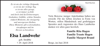 Traueranzeige von Elsa Landwehr von Neue Osnabrücker Zeitung GmbH & Co. KG