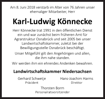 Traueranzeige von Karl-Ludwig Könnecke von Neue Osnabrücker Zeitung GmbH & Co. KG