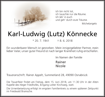 Traueranzeige von Karl-Ludwig Könnecke von Neue Osnabrücker Zeitung GmbH & Co. KG