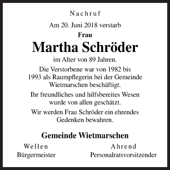 Traueranzeige von Martha Schröder von Neue Osnabrücker Zeitung GmbH & Co. KG