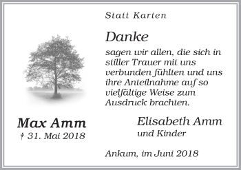 Traueranzeige von Max Amm von Neue Osnabrücker Zeitung GmbH & Co. KG