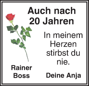 Traueranzeige von Rainer Boss von Neue Osnabrücker Zeitung GmbH & Co. KG