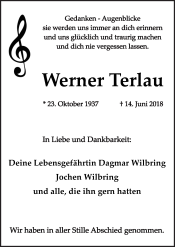 Traueranzeige von Werner Terlau von Neue Osnabrücker Zeitung GmbH & Co. KG