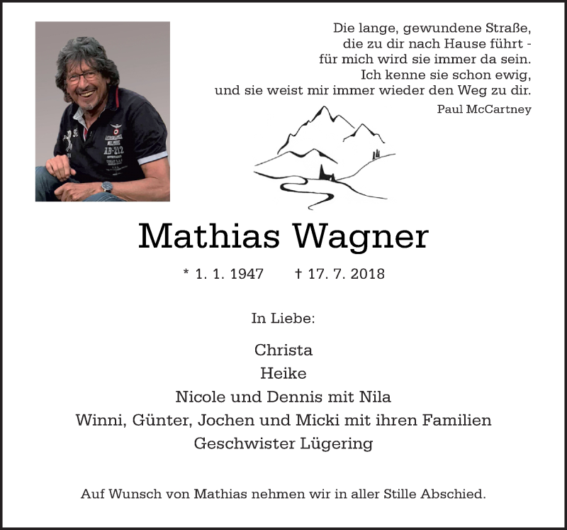  Traueranzeige für Mathias Wagner vom 21.07.2018 aus Neue Osnabrücker Zeitung GmbH & Co. KG