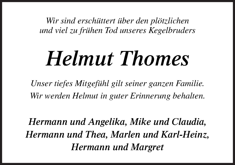  Traueranzeige für Helmut Thomes vom 04.08.2018 aus Neue Osnabrücker Zeitung GmbH & Co. KG