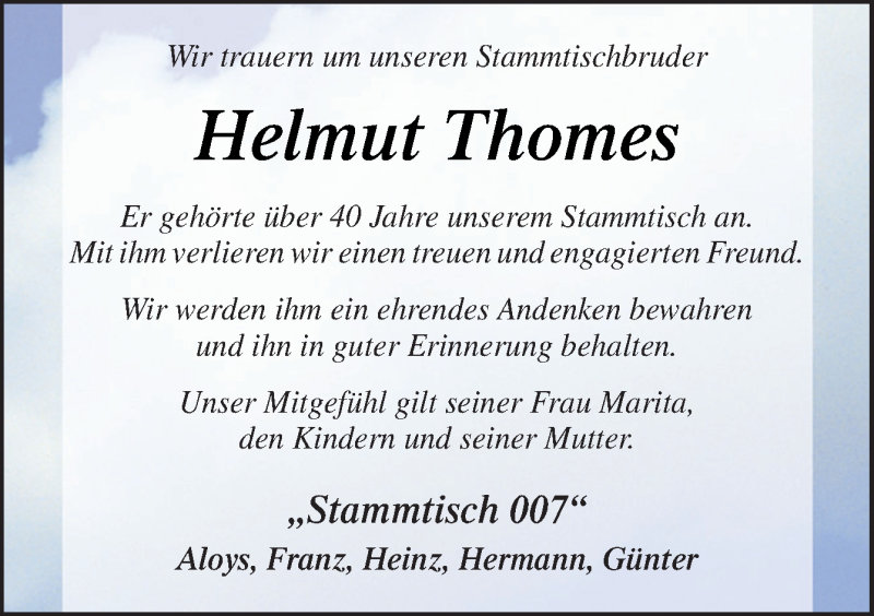  Traueranzeige für Helmut Thomes vom 06.08.2018 aus Neue Osnabrücker Zeitung GmbH & Co. KG