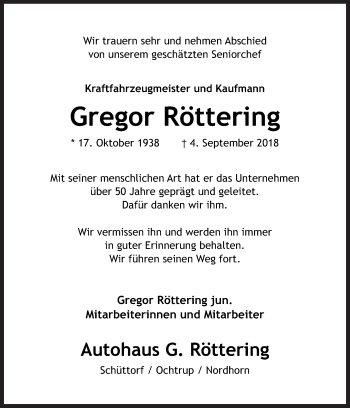 Traueranzeige von Gregor Röttering von Neue Osnabrücker Zeitung GmbH & Co. KG