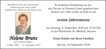 Traueranzeige von Helene Bruns von Neue Osnabrücker Zeitung GmbH & Co. KG