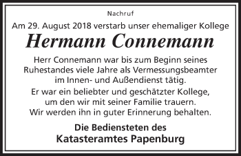 Traueranzeige von Hermann Connemann von Neue Osnabrücker Zeitung GmbH & Co. KG