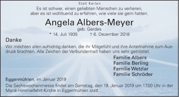 Traueranzeige von Angela Albers-Meyer von Neue Osnabrücker Zeitung GmbH & Co. KG