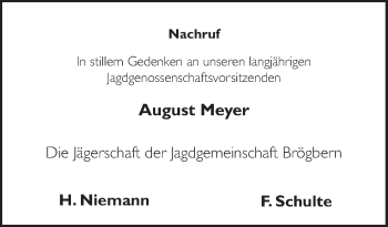 Traueranzeige von August Meyer von Neue Osnabrücker Zeitung GmbH & Co. KG