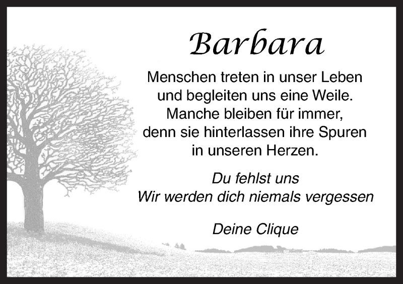  Traueranzeige für Barbara Klapprott vom 28.01.2019 aus Neue Osnabrücker Zeitung GmbH & Co. KG