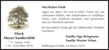 Traueranzeige von Dierk Meyer-Sandersfeld von Neue Osnabrücker Zeitung GmbH & Co. KG